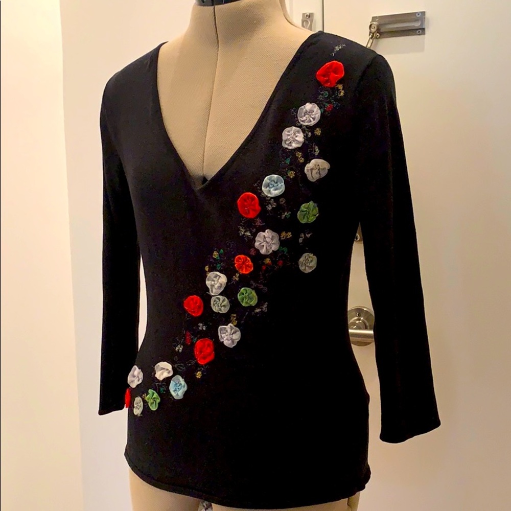 🌷 78%Silk PIERRE CARDIN KNIT TOP BLACK